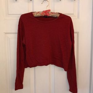 Size 8 Maroon/Orange TopShop Long Sleeve Crop Top